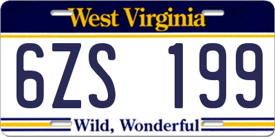 WV license plate 6ZS199