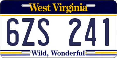 WV license plate 6ZS241