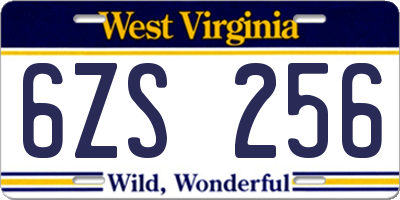WV license plate 6ZS256