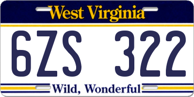 WV license plate 6ZS322