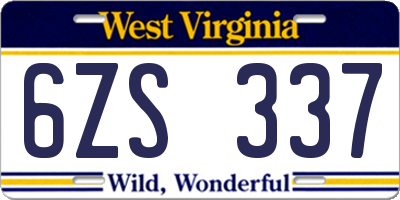WV license plate 6ZS337