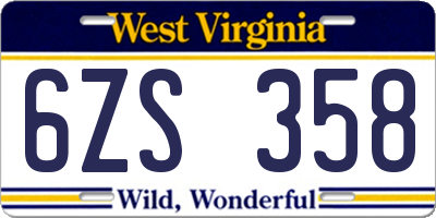 WV license plate 6ZS358