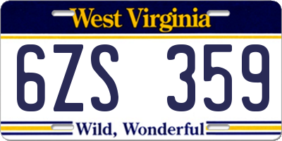 WV license plate 6ZS359