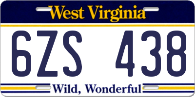 WV license plate 6ZS438
