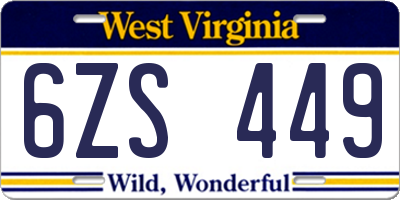 WV license plate 6ZS449