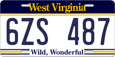 WV license plate 6ZS487