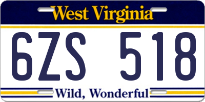 WV license plate 6ZS518