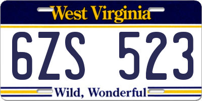 WV license plate 6ZS523