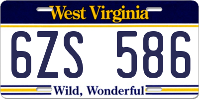 WV license plate 6ZS586