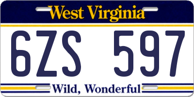 WV license plate 6ZS597