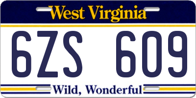 WV license plate 6ZS609
