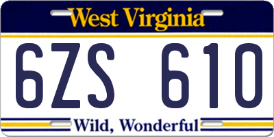 WV license plate 6ZS610
