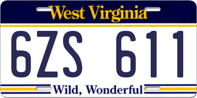 WV license plate 6ZS611