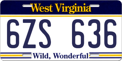 WV license plate 6ZS636