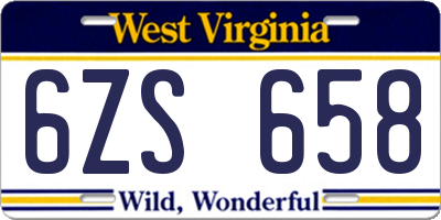 WV license plate 6ZS658