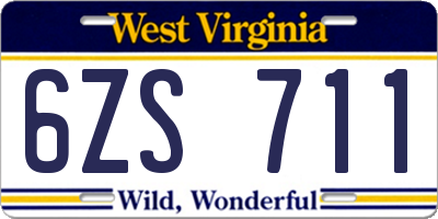WV license plate 6ZS711