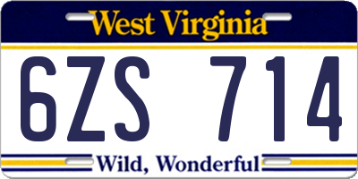 WV license plate 6ZS714