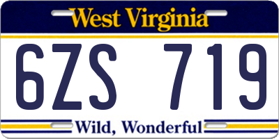 WV license plate 6ZS719