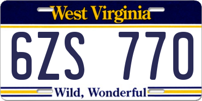 WV license plate 6ZS770