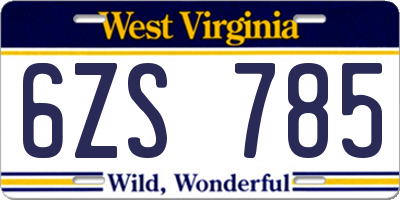 WV license plate 6ZS785