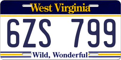 WV license plate 6ZS799