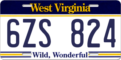 WV license plate 6ZS824