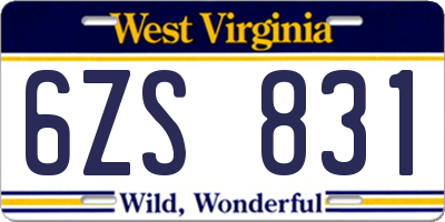 WV license plate 6ZS831