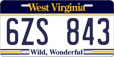 WV license plate 6ZS843