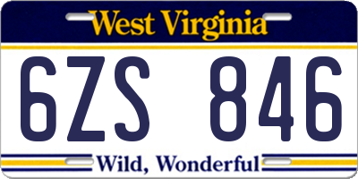 WV license plate 6ZS846