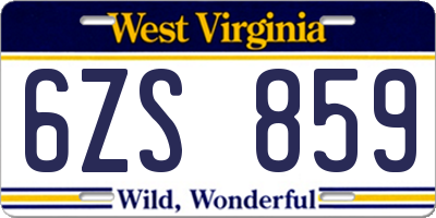WV license plate 6ZS859