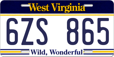 WV license plate 6ZS865