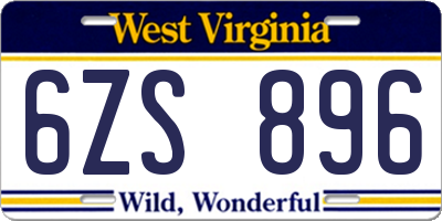 WV license plate 6ZS896