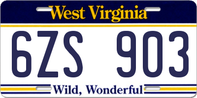 WV license plate 6ZS903