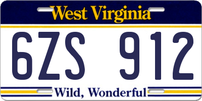 WV license plate 6ZS912