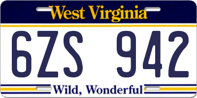 WV license plate 6ZS942