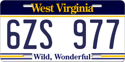 WV license plate 6ZS977