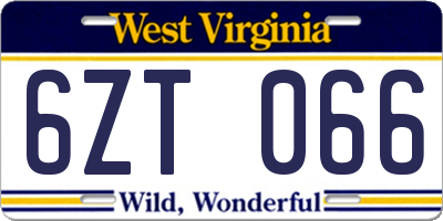 WV license plate 6ZT066