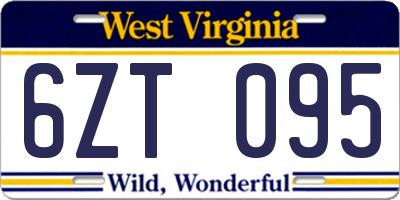 WV license plate 6ZT095