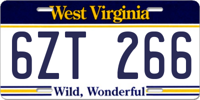 WV license plate 6ZT266