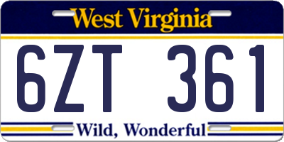 WV license plate 6ZT361