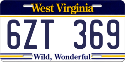 WV license plate 6ZT369