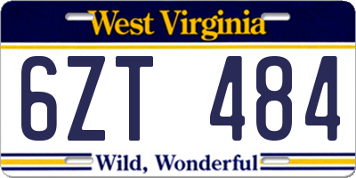 WV license plate 6ZT484
