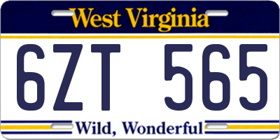 WV license plate 6ZT565