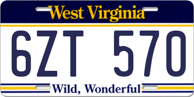 WV license plate 6ZT570