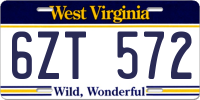 WV license plate 6ZT572