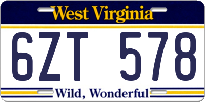 WV license plate 6ZT578