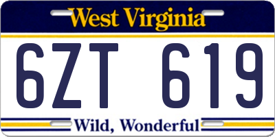 WV license plate 6ZT619