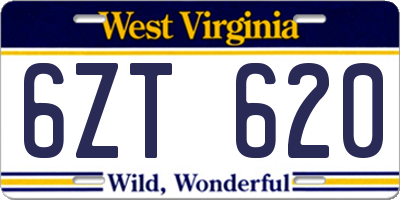 WV license plate 6ZT620