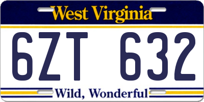 WV license plate 6ZT632