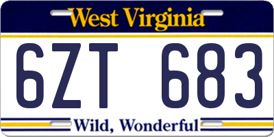 WV license plate 6ZT683